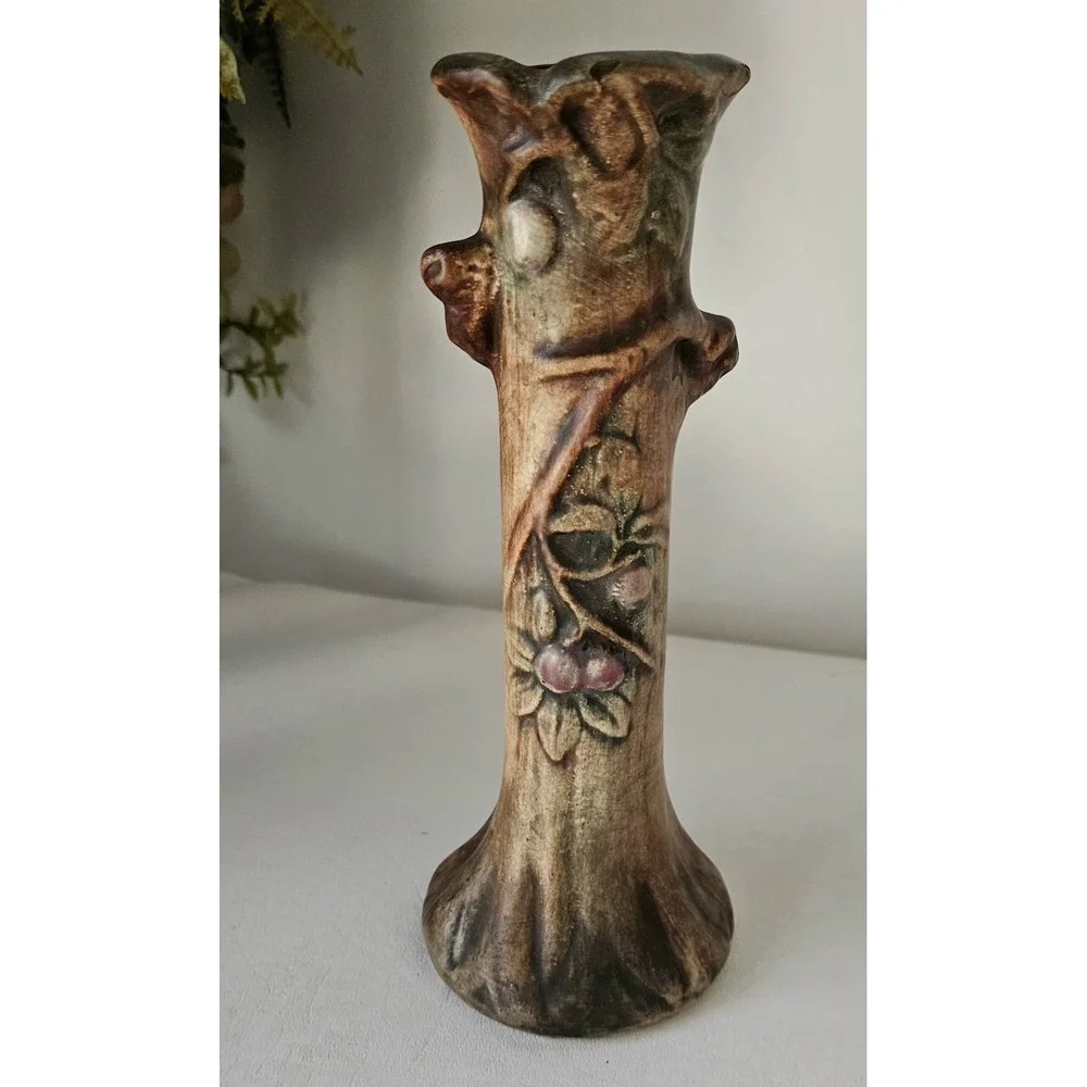 Vintage Weller Pottery Bud Vase Woodcraft Apple Tree